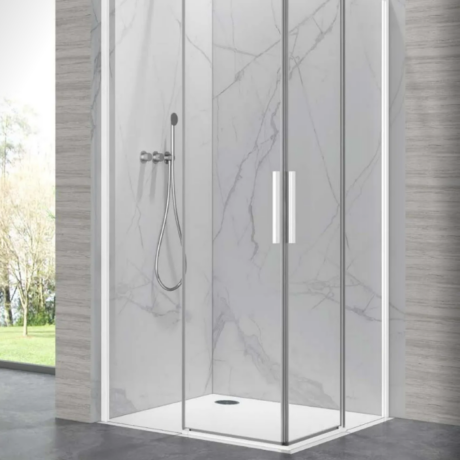 Душ кабина KARAG LEA 100 White, прозрачно стъкло 6 мм, Бял профил