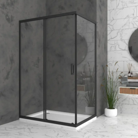 Душ кабина Bella R с прозрачно стъкло 6 мм и Черен обков