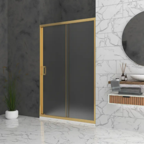 Душ параван Bella W1 с Матирано стъкло 6 мм и Златен обков