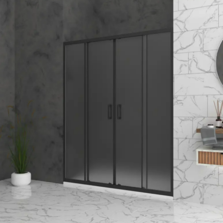 Душ параван Bella W2 с Матирано стъкло 6 мм и Черен обков