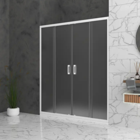 Душ параван Bella W2 с Матирано стъкло 6 мм и Бял обков