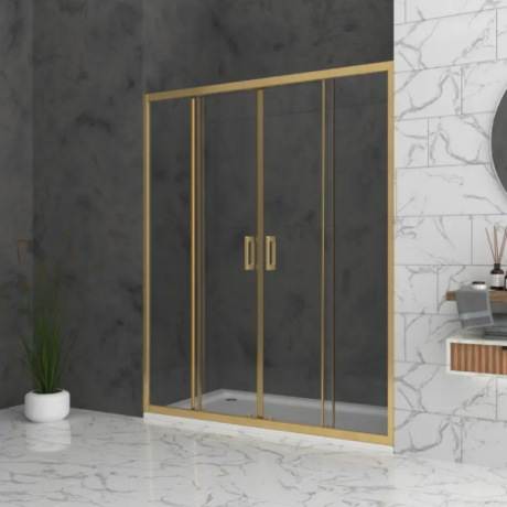 Душ параван Bella W2 с Прозрачно стъкло 6 мм и Златен обков