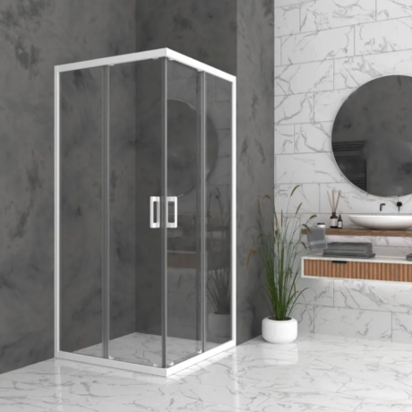 Душ кабина Bella S с Прозрачно стъкло 6 мм и Бял обков