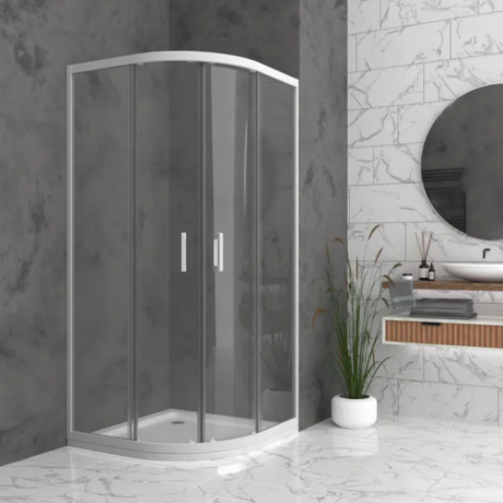 Душ кабина Bella O с Прозрачно стъкло 6 мм и Бял обков
