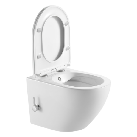 Конзолна тоалетна чиния с вградено биде и смесител 49см LT 046E-NRHC BIANCO GLOSSY KARAG (Бял гланц)