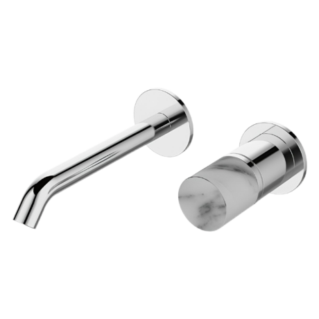 Дизайнерски стенен смесител за вграждане Joan Marmo 24686-425A-MB KARAG хром и бял мрамор