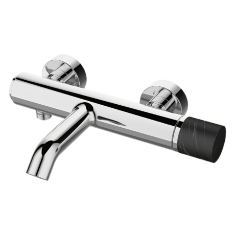 Дизайнерски стенен смесител с чучур Joan Marmo 24603-425A-MN KARAG Хром с черен мрамор