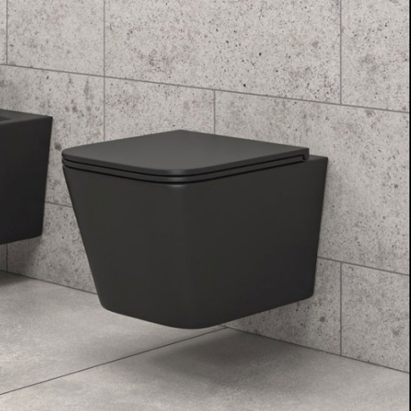 Конзолна тоалетна чиния черен мат с обливане тип TORNADO LT 057E-UQ1-MB KARAG