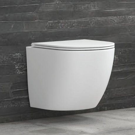 Конзолна тоалетна чиния къса проекция 49см MILOS LT 046E-NR RIMLESS KARAG