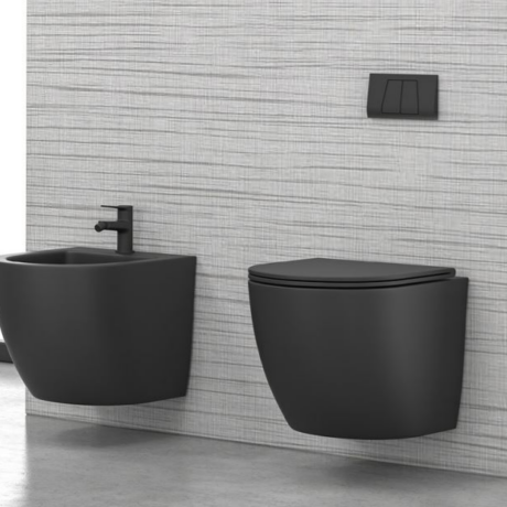 Конзолна тоалетна чиния , къса проекция 49см MILOS LT-046E-NRMB KARAG ЧЕРЕН МАТ