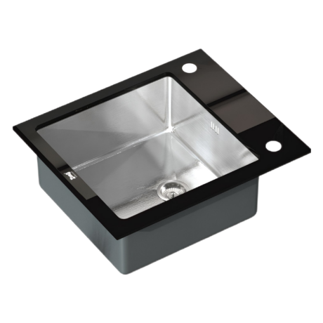 Кухненска мивка алпака и черно стъкло 6051