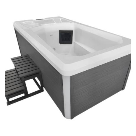 ICE BAD WHITE Ледена вана и уелнес джакузи с покривало + стъпала 210x110x80