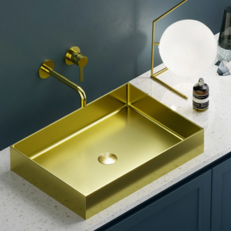 Мивка върху плот от неръждаема стомана злато мат SATURN 55х38х10 BB9812-BG KARAG