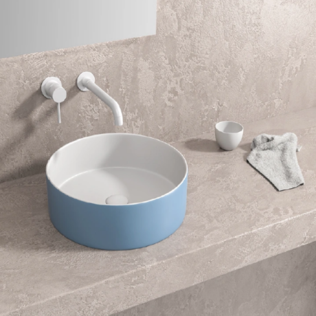 Мивка за монтаж върху плот 35.5×35.5×12 Bianco-Azzuro Opaco LT M3134-BLW KARAG