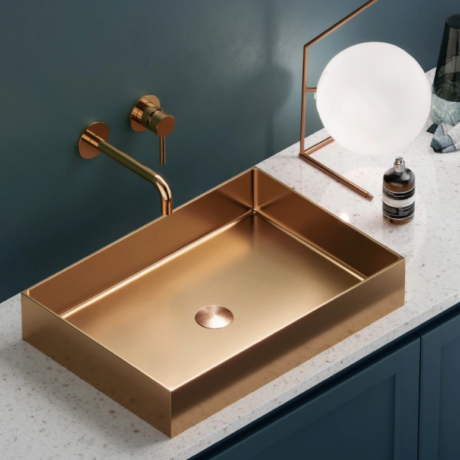 Мивка върху плот от неръждаема стомана розово злато SATURN 55х38х10 BB9812-BRG KARAG