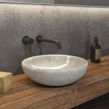 Умивалник от камък за монтаж върху плот 40см SORA CREAM KARAG