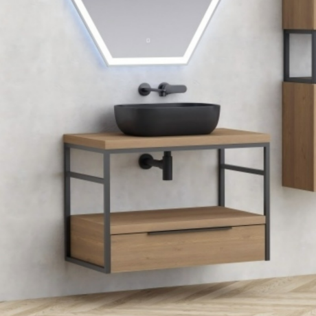 Долен конзолен шкаф за баня ICP 8056-039 КОМО + 887BLACK