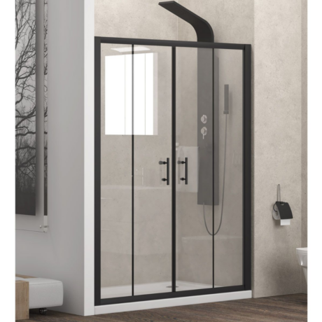 Душ параван FLORA 600 S-10A, 150-220х190 см, прозрачно стъкло, черно