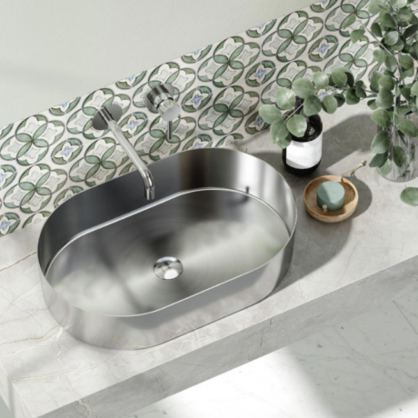 Мивка върху плот от неръждаема стомана 55×35см JUPITER Brushed Steel BB6808-BS KARAG