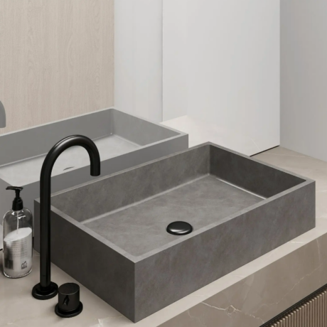 Умивалник от естествен камък за плот  60x39x12 CS-0069-D5 CEMENT DION КARAG