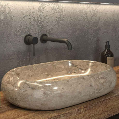 Умивалник от естествен камък за плот 600x400x120mm DONAT OVAL – SDOP CREAM, КARAG