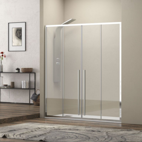 Душ параван от висок клас ELYSIUM 600 CHROME KARAG 150-200/200 см с 8мм прозрачно стъкло и хром профил