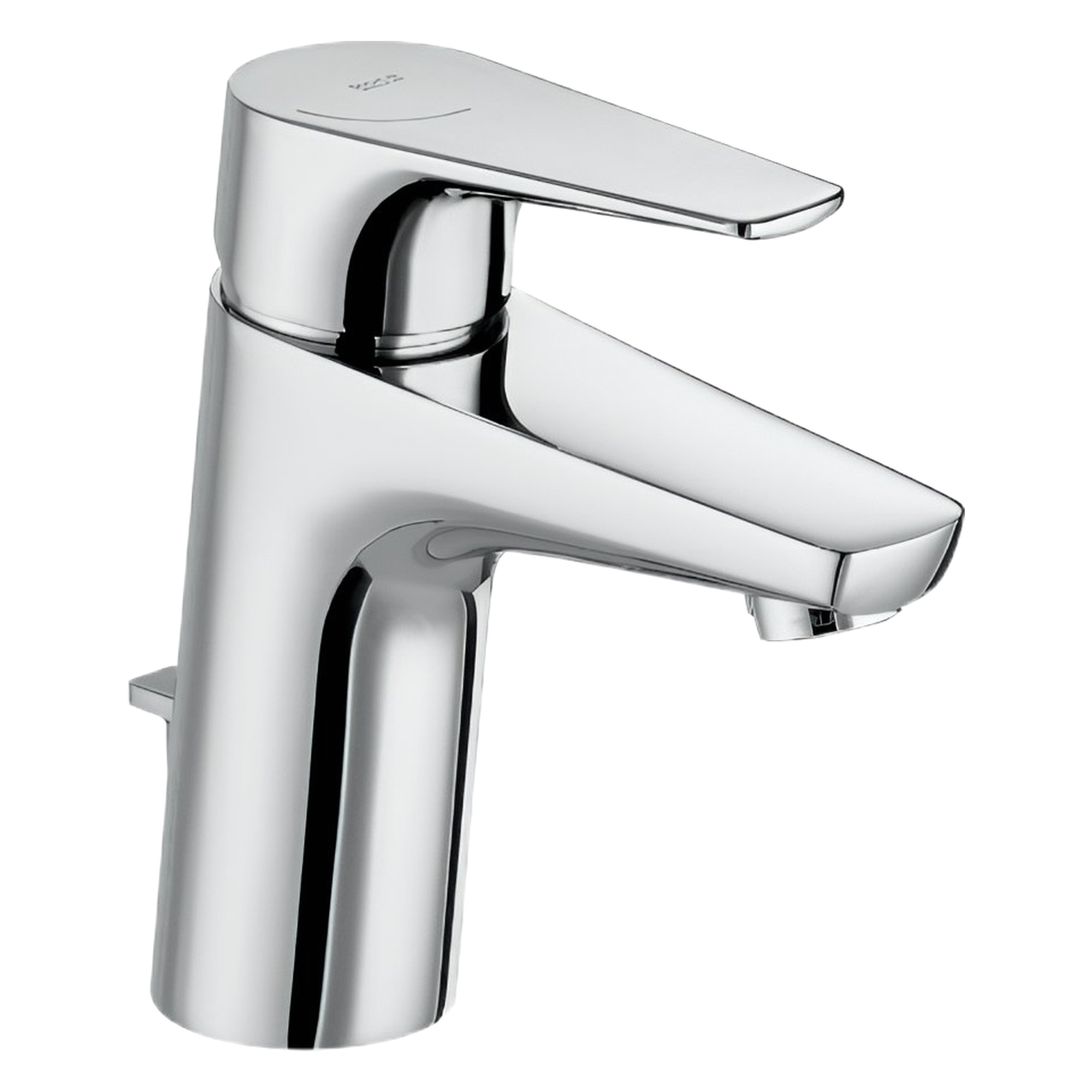 b4ee5843-bd48-460a-8d37-3c0cdfe49504 - Мебели за баня и душкабини Close-up of a polished chrome single-handle faucet lever.