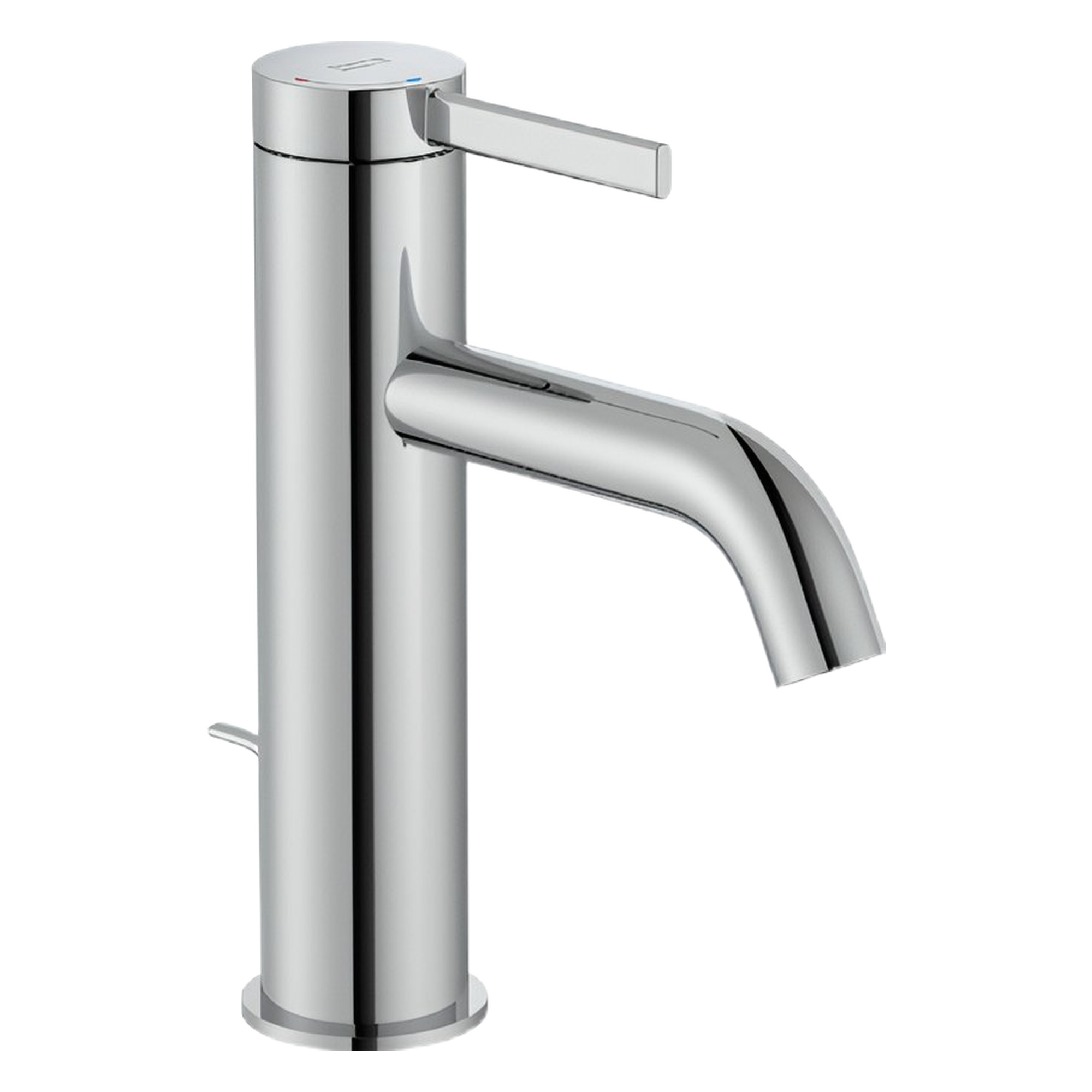 d63c6df8-0dca-43a1-ae52-d568a4327b17png - Мебели за баня и душкабини Close-up of a polished chrome kitchen faucet with a horizontal lever handle and curved spout.