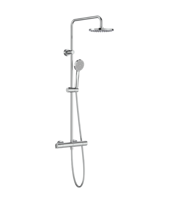 ekranna-snimka-2026-07-09-090026png - Мебели за баня и душкабини Chrome shower column with overhead rainfall head and detachable handheld spray on a flexible hose.