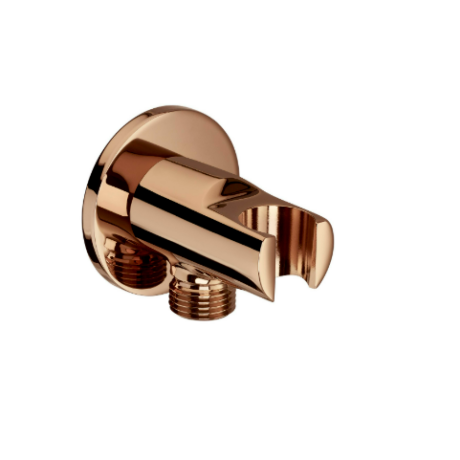 Copper finish angle valve with threaded inlet and outlet fittings