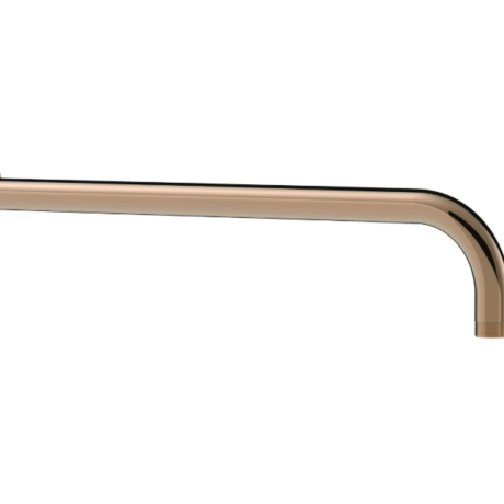 Wall-mounted copper faucet spout with a curved elbow extending from a round escutcheon. (Bronze finish)