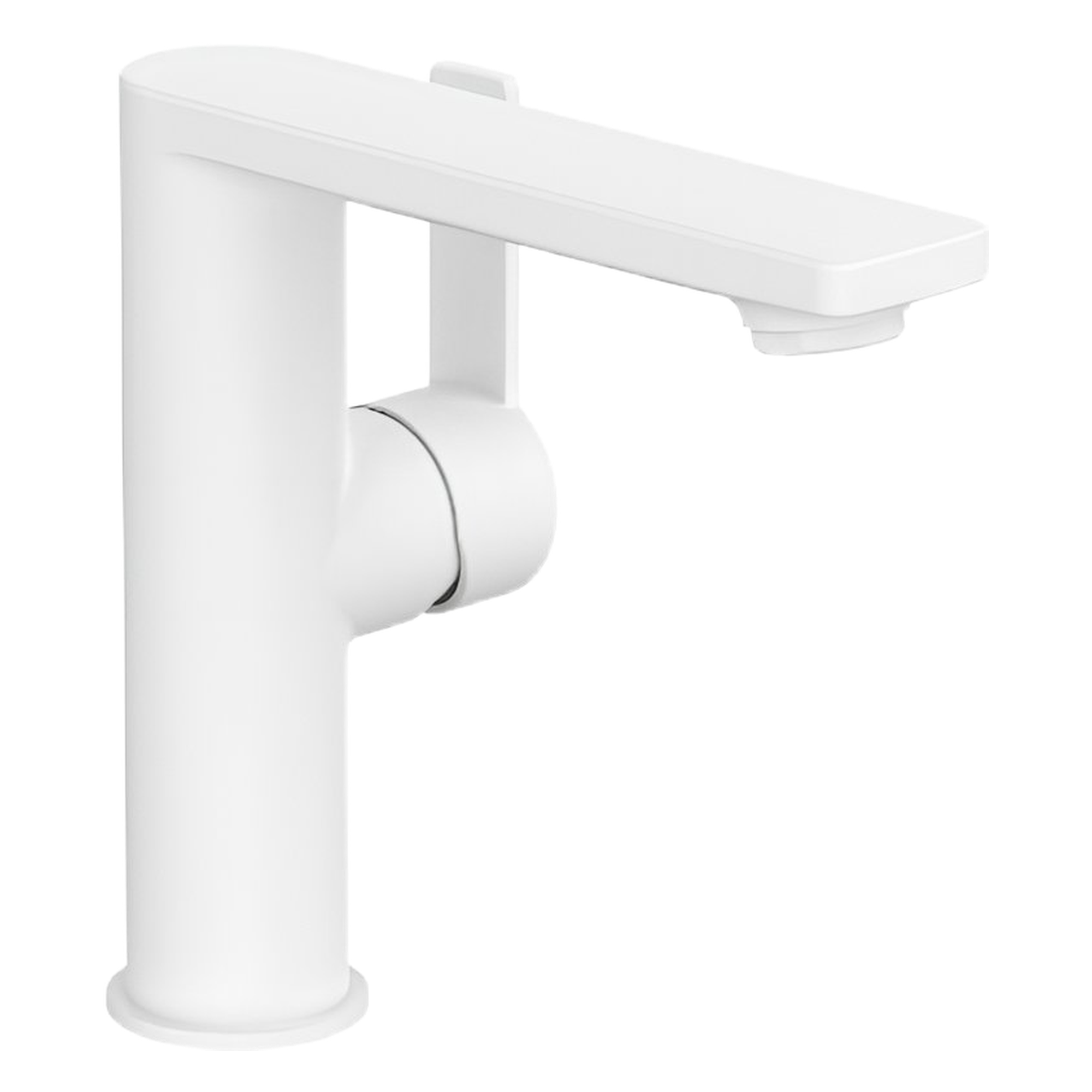 60d72ee1-8c4c-48cd-b60f-24df5646a0c9 - Мебели за баня и душкабини White single-handle bathroom faucet with a horizontal top lever for controlling water flow