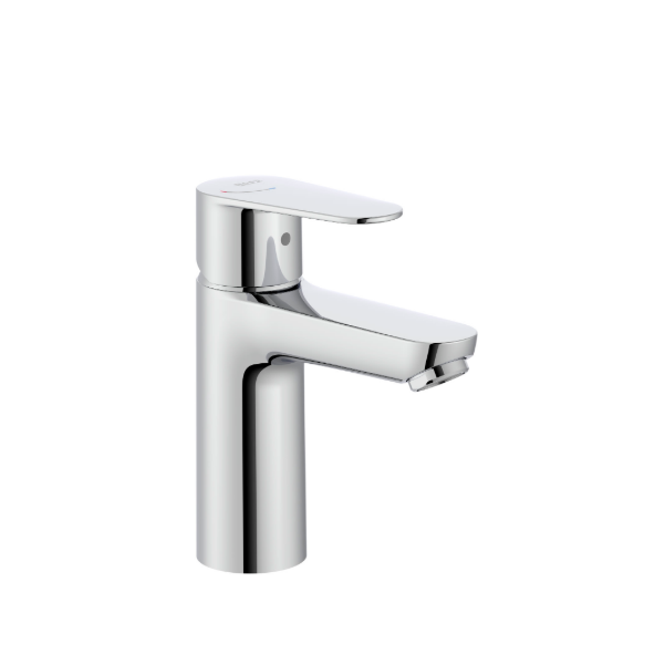 Екранна снимка 2026-08-01 100409 - Мебели за баня и душкабини Chrome single-handle basin faucet with a short rectangular spout and rounded base.