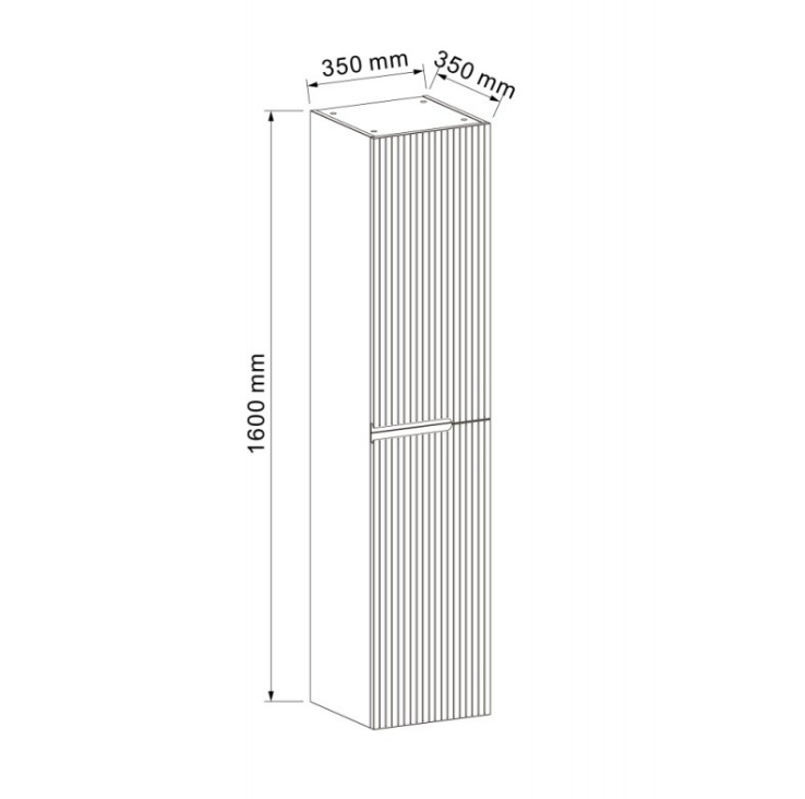 Екранна снимка 2026-08-03 202757 - Мебели за баня и душкабини Tall, narrow cabinet with vertical ribbed doors, 1600 mm high and 350 mm wide (350 mm deep).