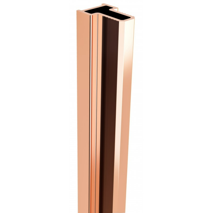 Екранна снимка 2026-08-04 140139 - Мебели за баня и душкабини Copper-toned metal extrusion with a hollow U-channel profile, shown standing vertically