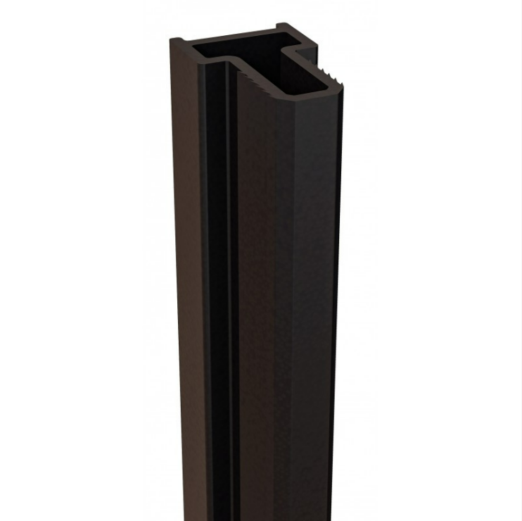 Екранна снимка 2026-08-04 140220 - Мебели за баня и душкабини Black metal U-channel extrusion with an internal groove, likely a mounting rail or frame component.