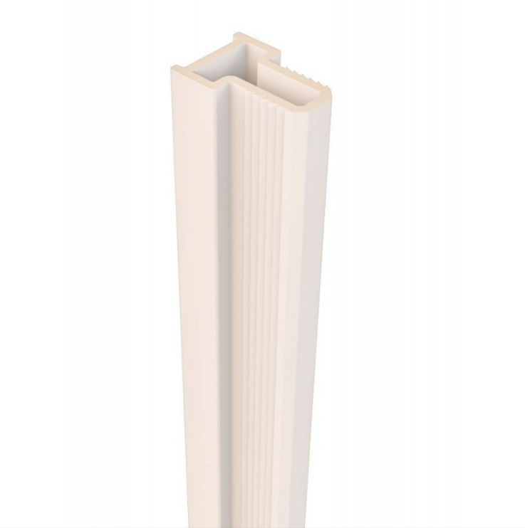 Екранна снимка 2026-08-04 140247 - Мебели за баня и душкабини White plastic U-channel extrusion with a ribbed interior, likely a weather seal or door frame profile.