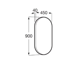 Technical drawing of a tall rounded rectangle (capsule) with height 900 units and width 450 units.
