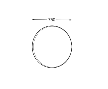 Circle with a 750 unit diameter dimension line above it, indicating a 750 measurement